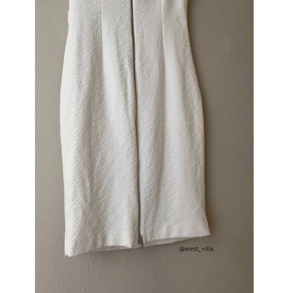 Cache Draped Bodycon Textured Midi Dress White Womens Medium - Picture 5 of 6